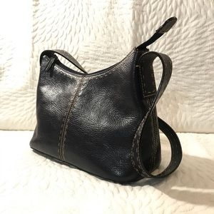 Vintage blue leather shoulder bag